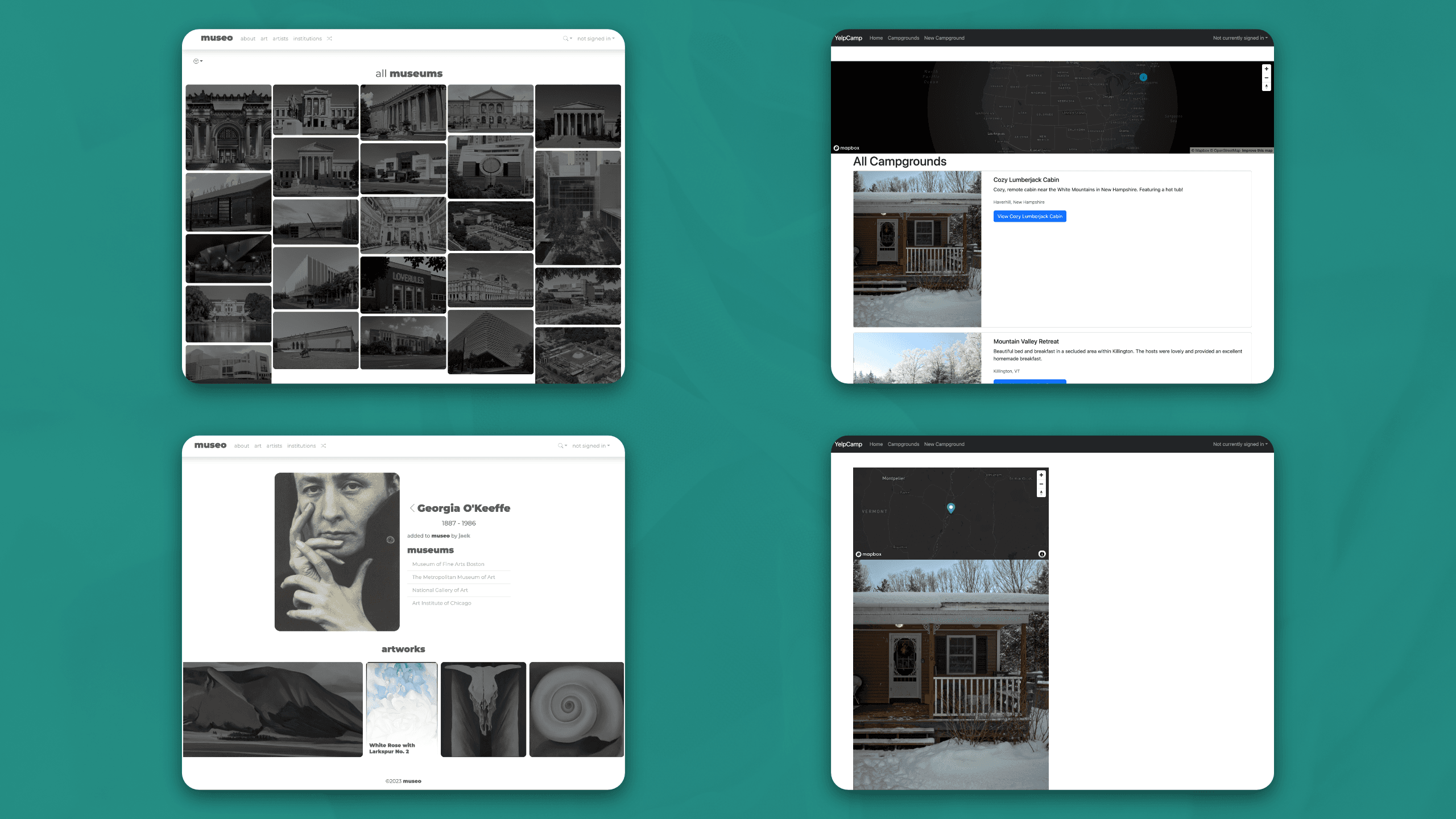 UI comparison of Museo and YelpCamp