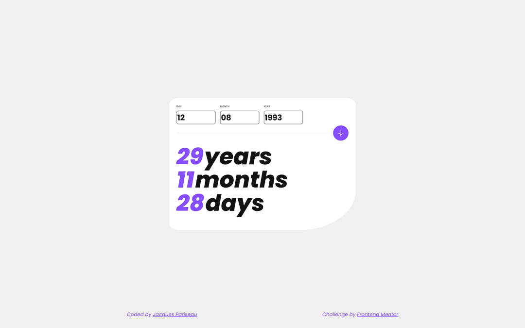 Dynamic age calculator widget